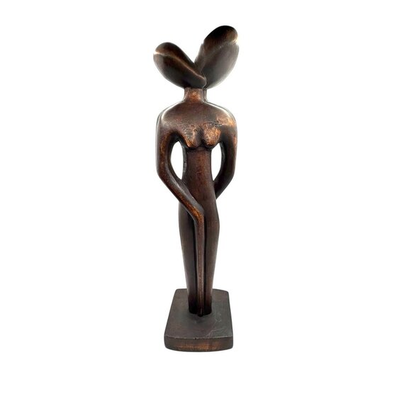 Hand Crafted Wood Sculpture Man & Woman Lovers - Picture 3 of 10
